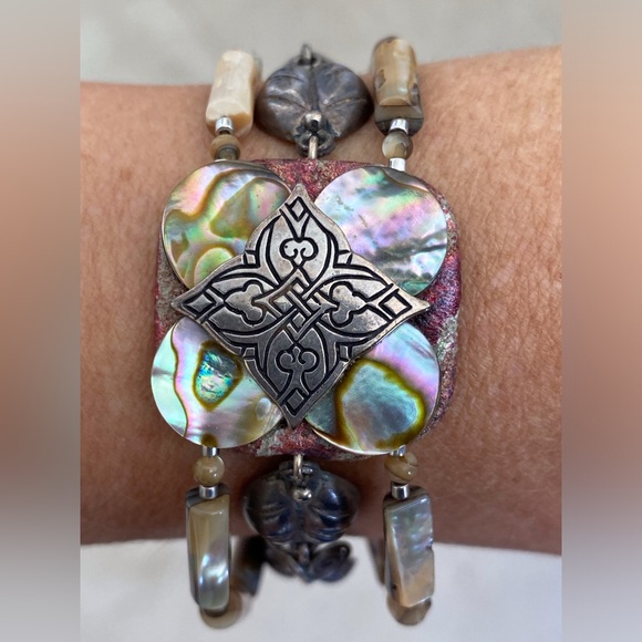 Beautiful Vintage Taxco Sterling 925 and Abalone Bracelet - Picture 3 of 15